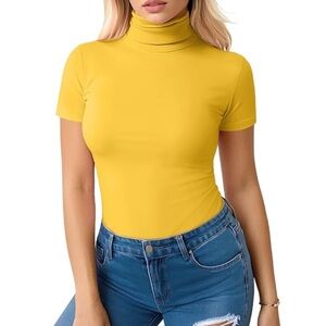 Fleurish Mustard Yellow Women's turtle neck Top